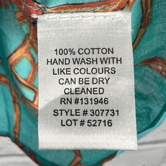 Jude Connally Womens M Coastal Tropical Preppy Artsy Geometric Button Up Shirt - Picture 6 of 8